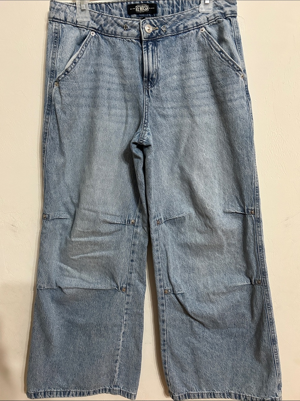 Rewash Brand 7/28 Light Blue High-Rise Denim Jeans Wide Leg 12 Inch Flare